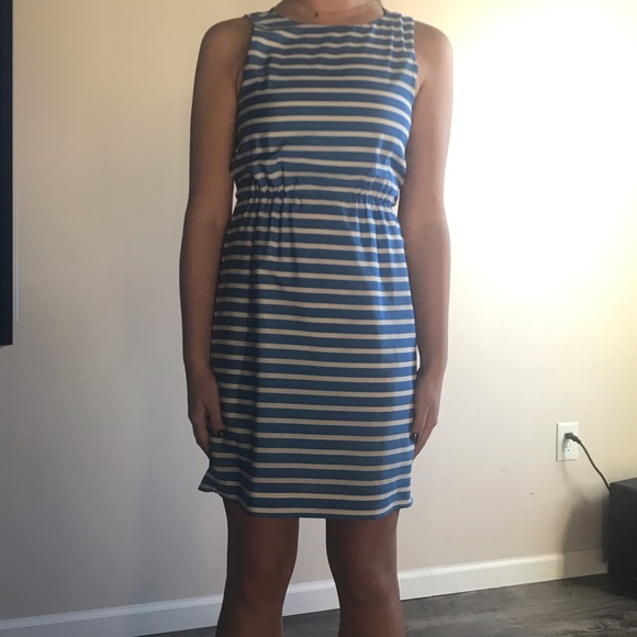 2/$40 J crew white and blue striped dress size 2 - Picture 8 of 9
